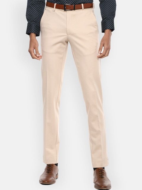 

Van Heusen Men Cream-Coloured Slim Fit Formal Trousers