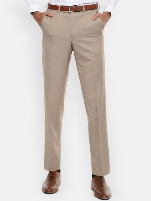 

Van Heusen Men Beige Textured Cotton Regular FitTrousers