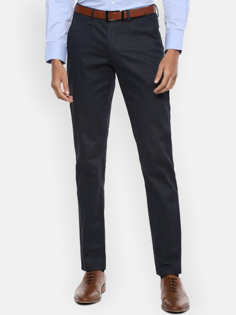 

Van Heusen Men Navy Blue Slim Fit Formal Cotton Trousers