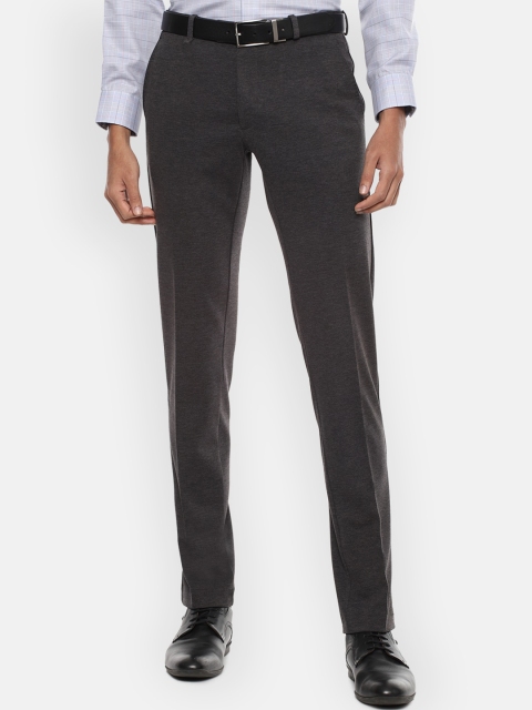 

Van Heusen Men Grey Textured Slim Fit Trousers