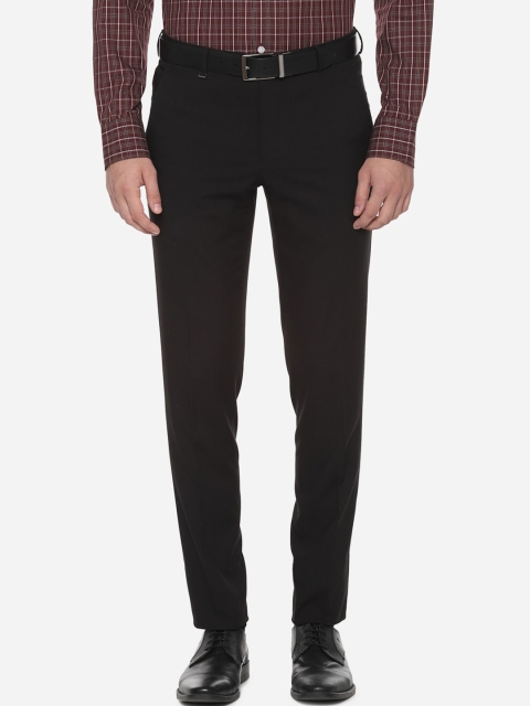 

Van Heusen Men Black Slim Fit Solid Trousers