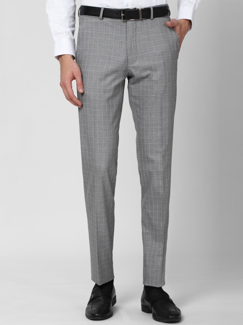 

Van Heusen Men Grey Checked Slim Fit Formal Trousers