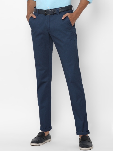 

Allen Solly Men Navy Blue Solid Slim Fit Cotton Trousers