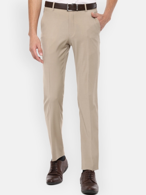 

Louis Philippe Men Beige Solid Slim Fit Formal Trousers
