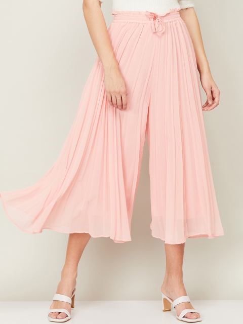 

CODE by Lifestyle Women Pink Pleated Regular Fit Culottes Trousers