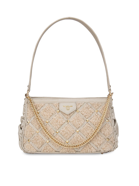 

Da Milano Beige Geometric Leather Structured Shoulder Bag