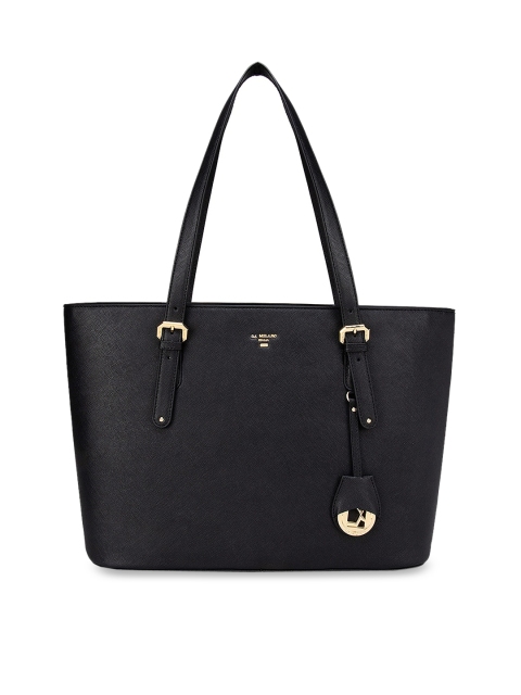 

Da Milano Black Leather Structured Shoulder Bag