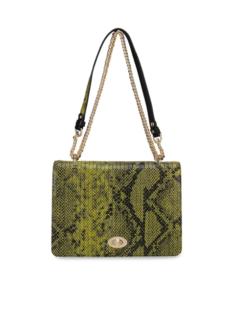 

Da Milano Green Animal Textured Leather Structured Sling Bag