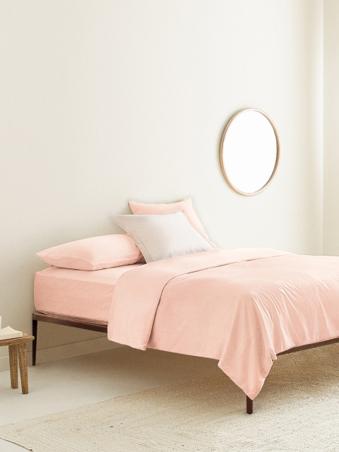 

THE BABY ATELIER Pink Solid 100% Organic Queen Duvet Cover