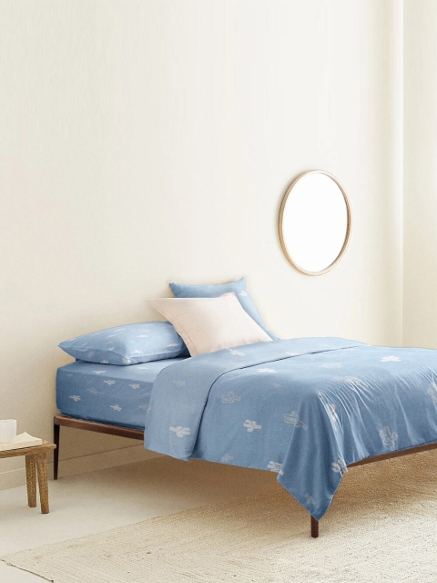 

THE BABY ATELIER Blue & White Single Organic Duvet Cover