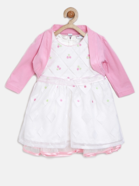 

Peppermint Girls Off-White Self-Design Fit & Flare Dress