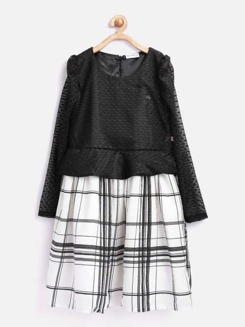 

Peppermint Girls Black & Off-White Checked Tailored Dress