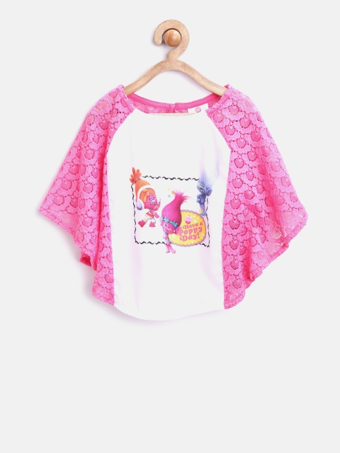 

Peppermint Dreamworks Trolls Girls Pink Printed Lace Kaftan Top