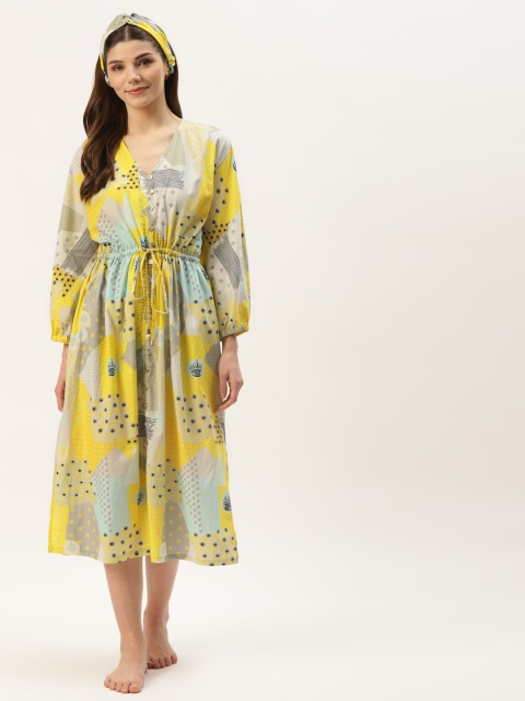 

DREAMSS BY SHILPA SHETTY Yellow Printed Nightdress