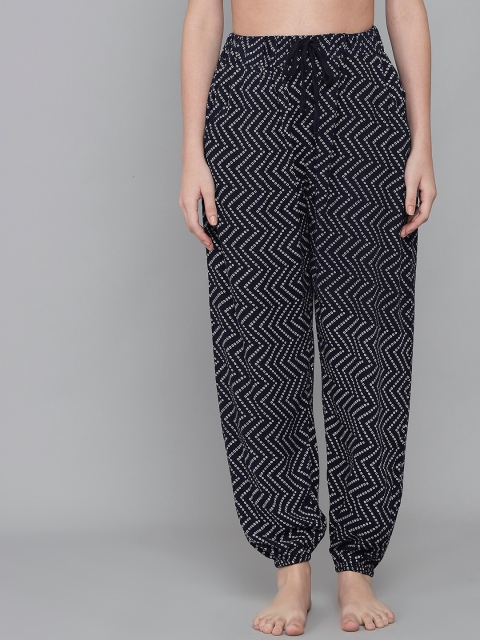 

ANTI CULTURE Women Charcoal Grey & White Printed Lounge Pants