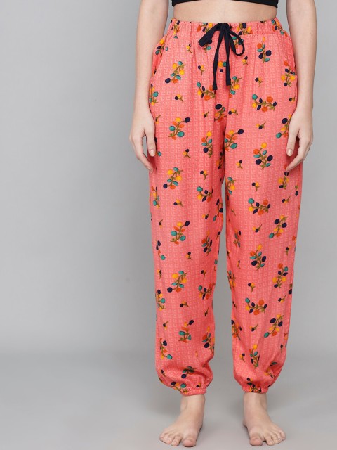 

ANTI CULTURE Women Orange & Green Printed Lounge Pants