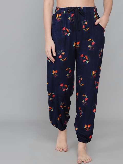 

ANTI CULTURE Woman Navy Blue Printed Rayon Women Harem Pants