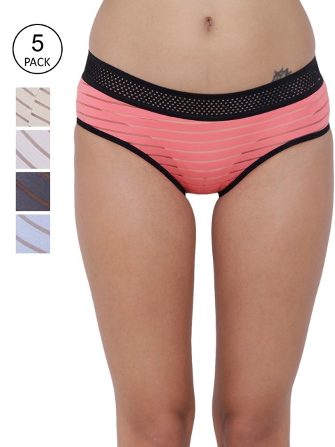 

BASIICS by La Intimo Women Pack Of 5 Solid Basic Briefs, Pink