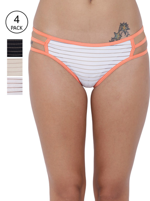 

BASIICS by La Intimo Women Pack Of 7 Black & White Solid Bikini Briefs