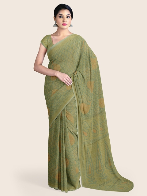 

Pothys Green & Beige Floral Saree