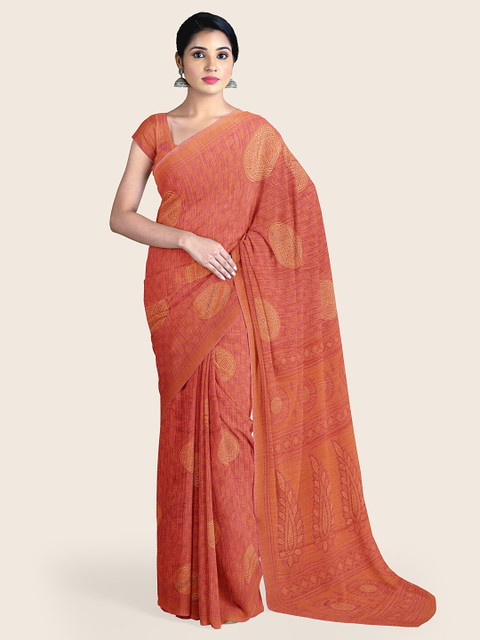 

Pothys Pink & Cream-Coloured Ethnic Motifs Saree
