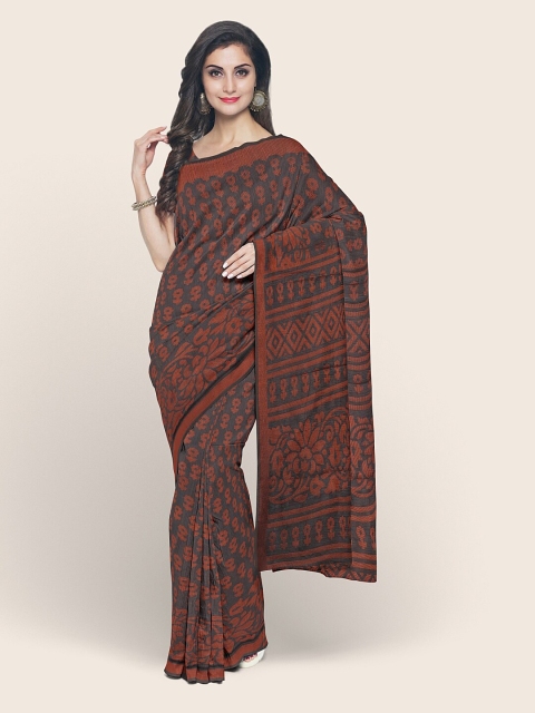 

Pothys Grey & Brown Floral Saree