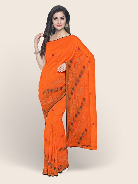 

Pothys Orange & Green Floral Printed Saree