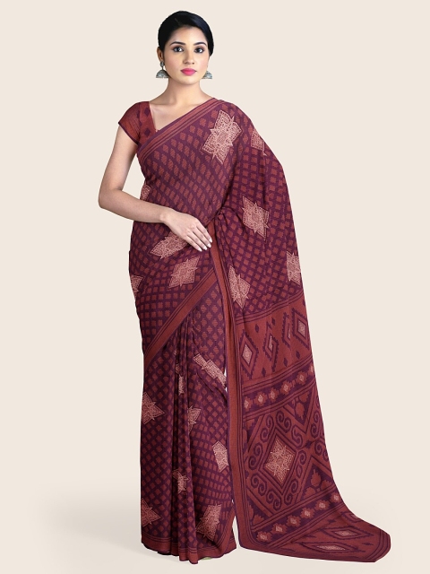 

Pothys Purple Ethnic Motifs Printed Poly Chiffon Saree