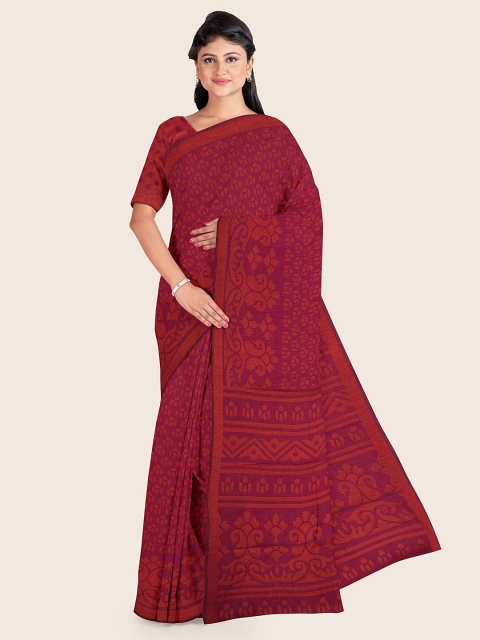 

Pothys Purple & Red Ethnic Motifs Printed Saree