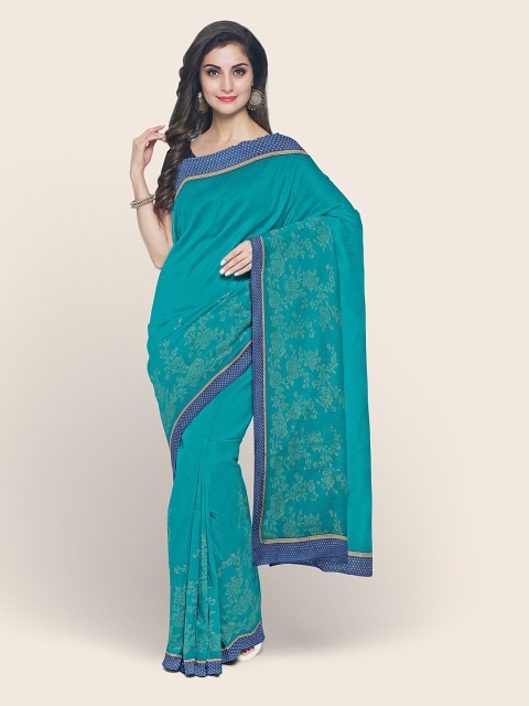 

Pothys Teal & Blue Floral Saree