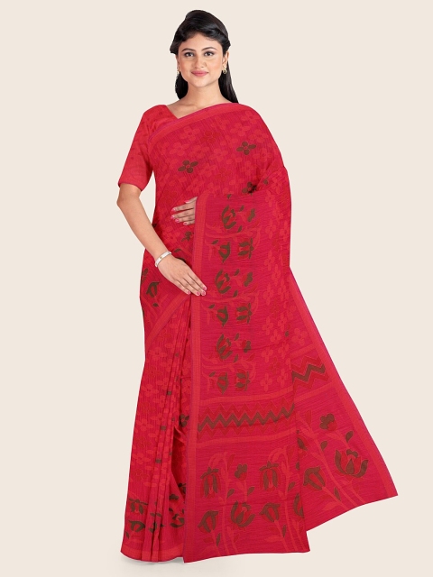 

Pothys Pink & Green Floral Printed Saree