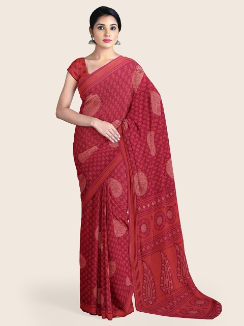 

Pothys Maroon Ethnic Motifs Saree