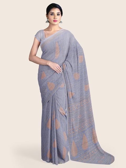 

Pothys Blue Printed Saree