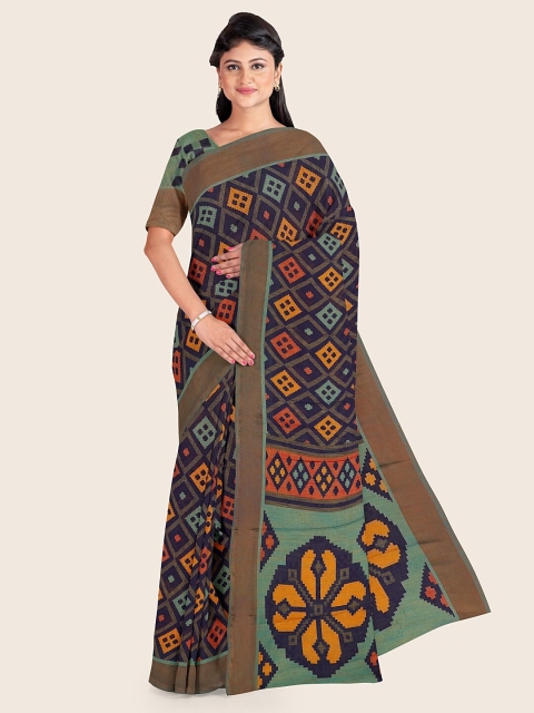 

Pothys Blue & Off White Printed Saree