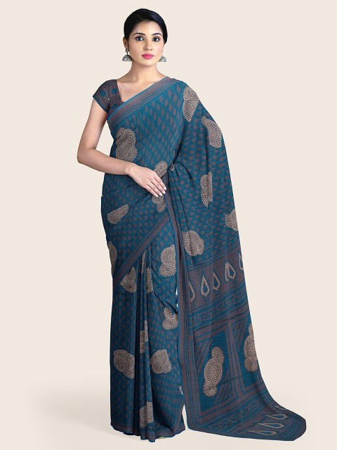 

Pothys Blue & Brown Ethnic Motifs Saree