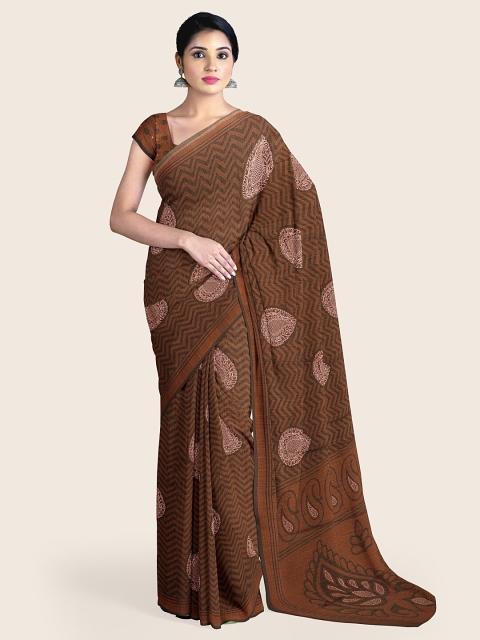 

Pothys Brown & Off White Paisley Saree