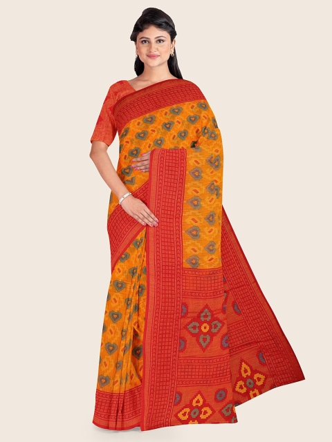 

Pothys Yellow & Red Ethnic Motifs Saree