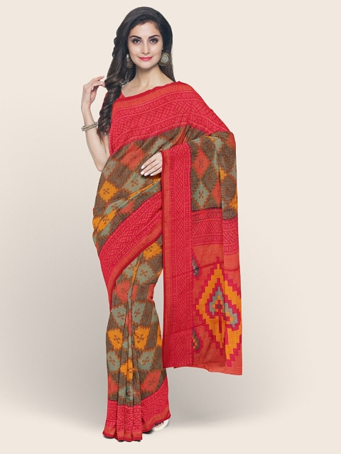 

Pothys Red & Green Zari Poly Chiffon Saree