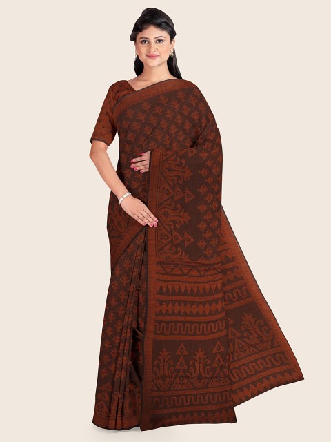 

Pothys Brown & Black Ethnic Motifs Saree