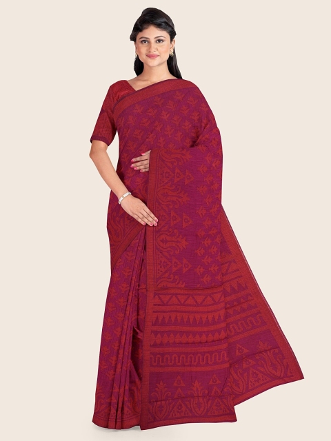 

Pothys Purple & Orange Ethnic Motifs Saree