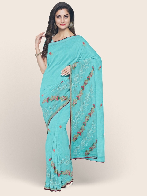 

Pothys Blue & Pink Floral Saree