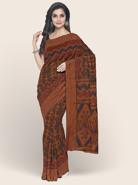 

Pothys Brown & Blue Printed Poly Chiffon Saree