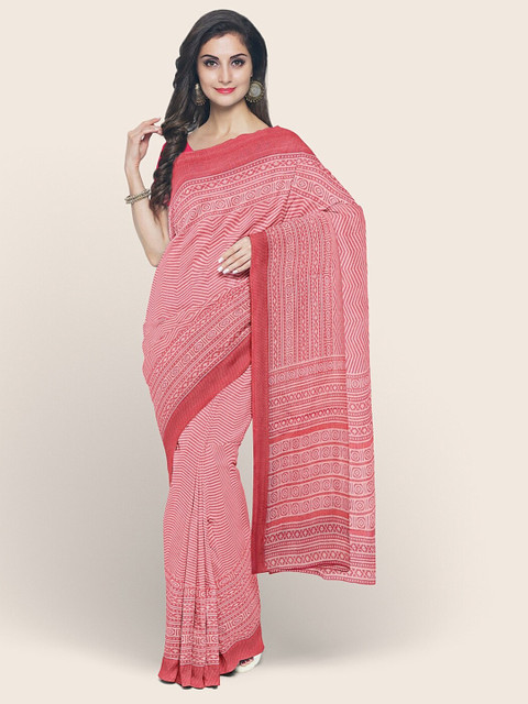

Pothys Pink & White Printed Saree