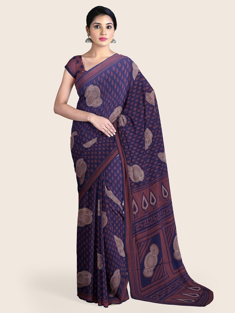 

Pothys Blue & White Floral Saree