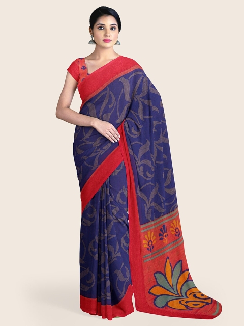 

Pothys Blue & Red Floral Saree