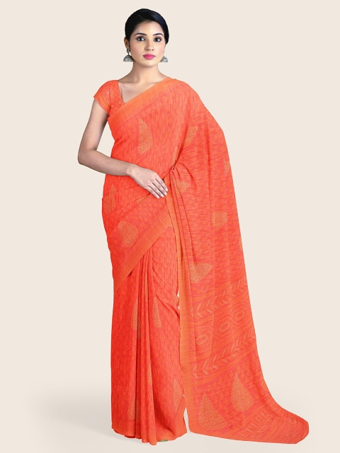 

Pothys Orange Ethnic Motifs Printed Saree
