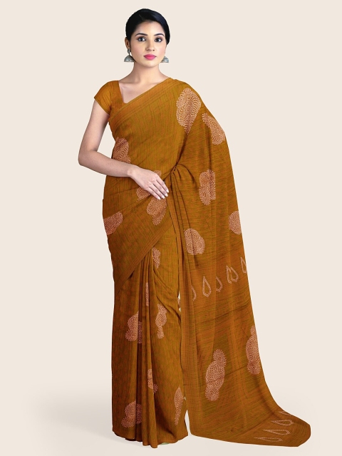 

Pothys Green Floral Printed Poly Chiffon Saree