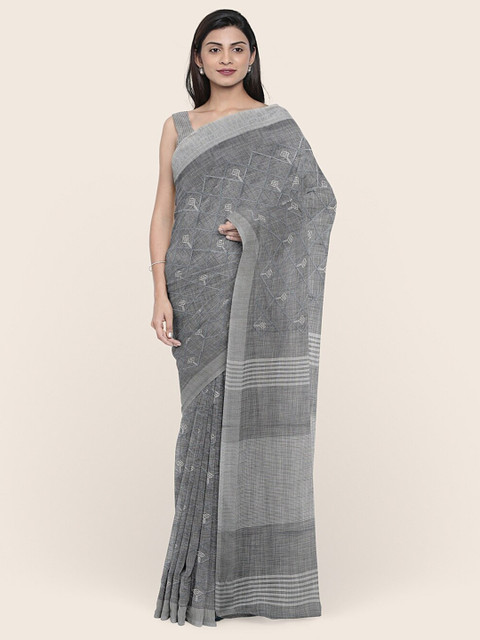 

Pothys Grey Linen Blend Saree