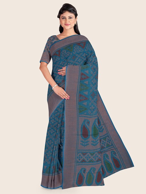 

Pothys Blue & Green Paisley Saree