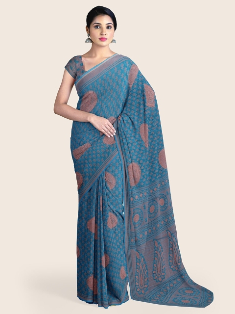 

Pothys Blue & Beige Ethnic Motifs Saree